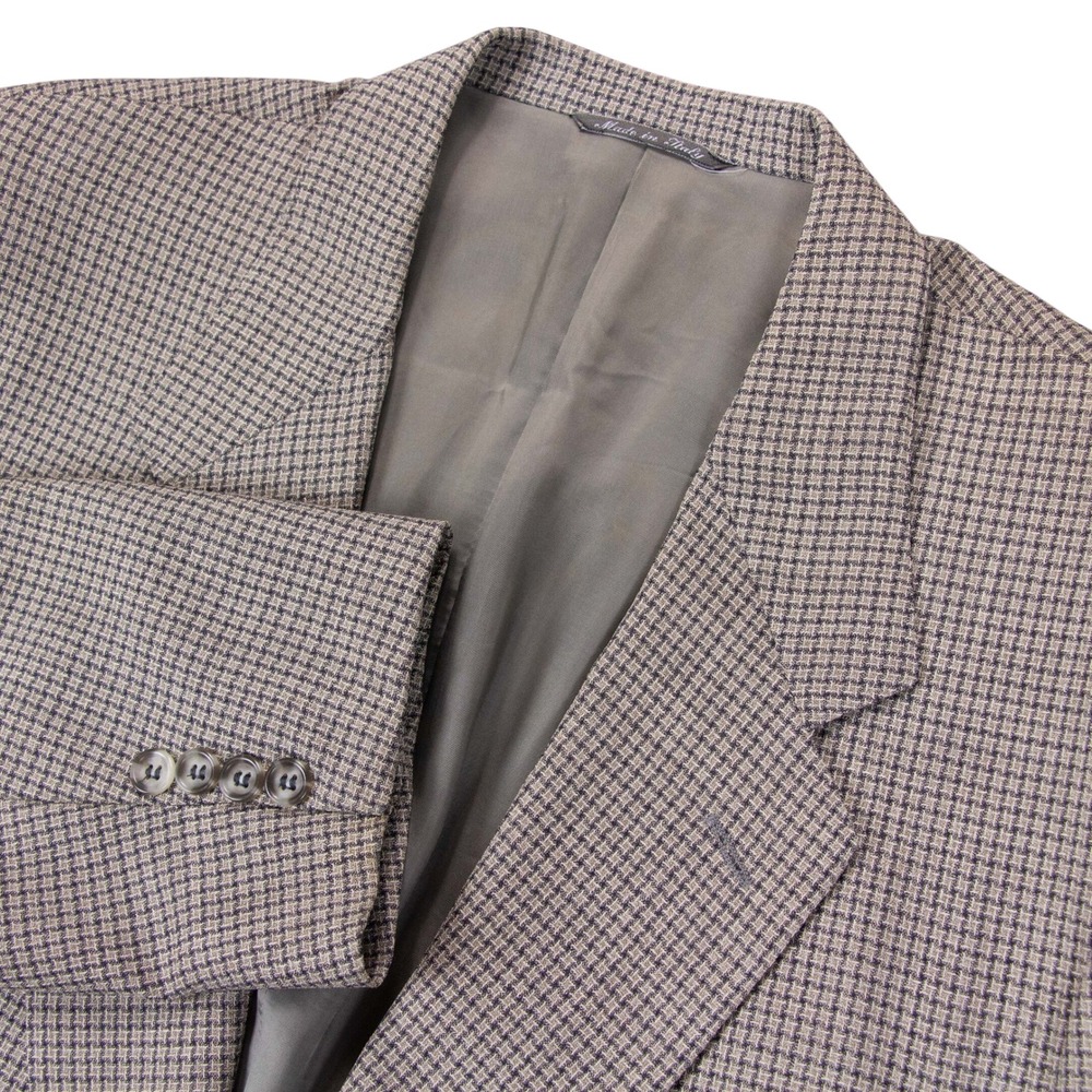 VTG Canali Milano Mens 46R Blazer Sport Coat Brown Houndstooth Made in Italy‎